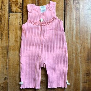 Baby size 6 mos minibasix pink cotton overall Vintage pointelle one piece